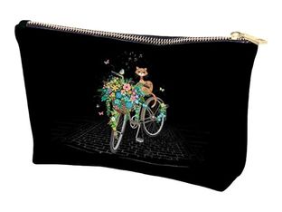Kiub Bug Art - Pochette trousse de maquillage - chat sur vélo