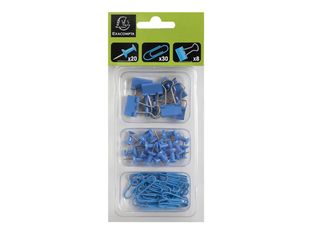 Exacompta Iderama - Kit de 58 attaches (pince-notes, trombones et punaises) - bleu clair