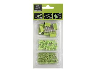 Exacompta Iderama - Kit de 58 attaches (pince-notes, trombones et punaises) - vert anis