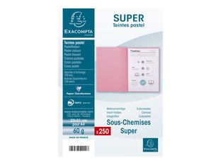 Exacompta Super 60 - Paquet de 250 sous-chemises - 22 x 31 cm - A4 - 60 g - bleu clair