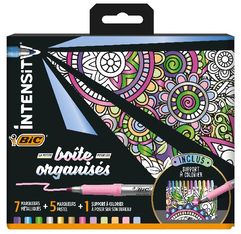 BIC Intensity - Kit de 12 Marqueurs permaments avec support à décorer (couleurs intenses et pastels assorties)