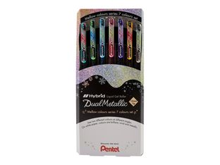 Pentel Hybrid Dual Metallic - 7 Rollers - couleurs métalliques assorties