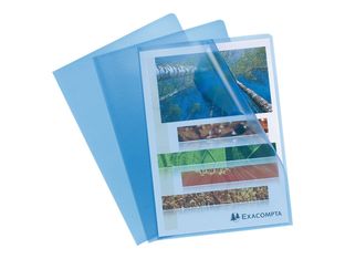 Exacompta - 10 Pochettes coin - A4 - 12/100 - bleu transparent