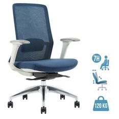 Fauteuil de bureau POLAR - accoudoirs réglables - appuie-tête en option - bleu