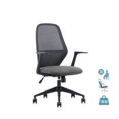 Fauteuil de bureau TIME - accoudoirs fixes - pied noir  - assise gris foncé