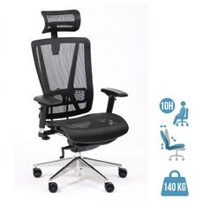 Fauteuil de bureau VASEAT - accoudoirs réglables - appui-tête intégré - noir