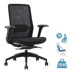 Fauteuil de bureau POLAR - accoudoirs réglables - appuie-tête en option - noir