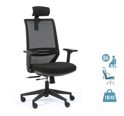 Fauteuil de bureau TECSY - accoudoirs réglables - Appui-tête réglable - noir