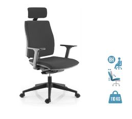 Fauteuil de bureau NOVA - accoudoirs 3D - têtière intégrée - dossier en tissu - noir