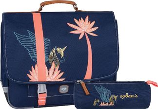 Cartable Ooban's Unicorn - 35 cm - 2 compartiments - bleu marine - Oberthur