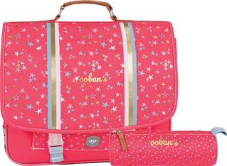Cartable Ooban's Stars - 38 cm - 2 compartiments - corail - Oberthur