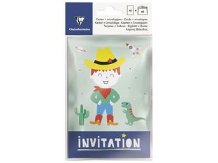 Clairefontaine Héros De Mon Enfance - 6 cartes d'invitation - 10,5 x 18 cm - bleu