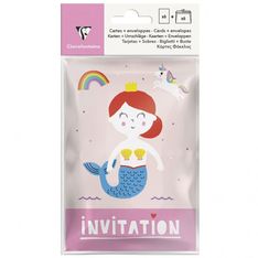 Clairefontaine Héros De Mon Enfance - 6 cartes d'invitation - 10,5 x 18 cm - rose