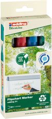 Edding EcoLine 31 - Pack de 4 marqueurs permanents - noir, rouge, bleu, vert