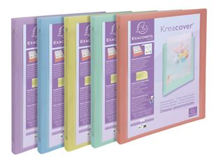 Exacompta Kreacover Pastel - Classeur 4 anneaux personnalisable - Dos 20 mm - A4 - pour 140 feuilles - disponible dans différentes couleurs