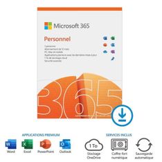 Microsoft 365 Personnel - Code d'activation envoyé par email valable pour 1 appareil pendant 1 an