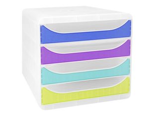 Exacompta Chromaline BigBox - Module de classement 4 tiroirs - arlequin