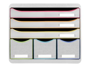Exacompta Black Office Store-Box - Module de classement 6 tiroirs - blanc/arlequin
