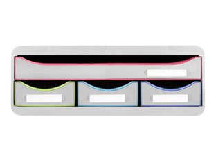 Exacompta Black Office Toolbox - Module de classement 4 tiroirs - blanc/arlequin
