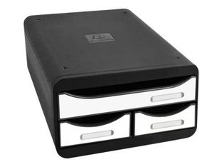 Exacompta Glossy - Module de classement 3 tiroirs - noir/blanc