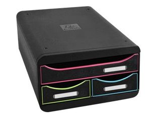 Exacompta Black Office - Module de classement 3 tiroirs - noir/arlequin