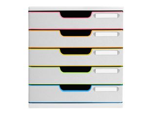 Exacompta Black Office Modulo - Module de classement 5 tiroirs - blanc/arlequin
