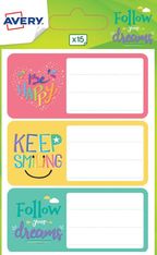 Avery - 15 Étiquettes scolaires texte fun - 76 x 34 mm