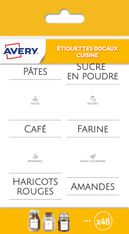 Avery - 48 Étiquettes bocaux produits alimentaires - 48 x 48 mm - noir