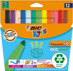 BIC Kids Visacolor XL - 12 Feutres - pointe large - couleurs assorties