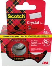 Scotch Crystal - Dévidoir + 3 Rubans adhésifs - 19 mm x 7,5 m - transparent