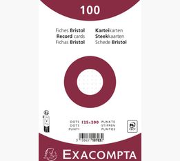 Exacompta - Pack de 100 Fiches Bristol non perforées - 12,5 x 20 cm -  dots - blanc