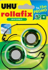 UHU rollafix - 2 Dévidoirs avec ruban de bureau invisible 15m
