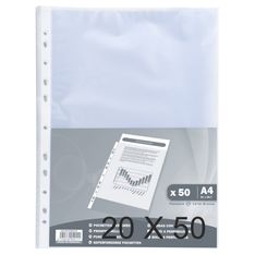 Exacompta - 20 Packs de 50 Pochettes perforées - A4 - grainées - 4/100