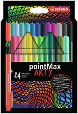 STABILO pointMax ARTY - 24 Feutres de coloriage - pointe moyenne - couleurs assorties