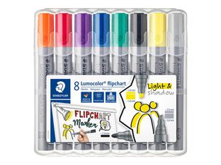 STAEDTLER Lumocolor 356 - marqueur - noir, rouge, bleu, vert, jaune, orange, gris, pourpre (pack de 8)