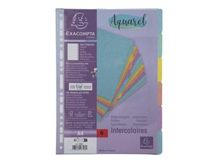 Exacompta Aquarel - Intercalaire 6 positions - A4 - couleurs pastels assorties