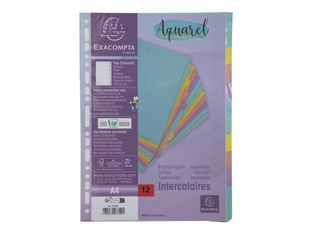 Exacompta Aquarel - Intercalaire 12 positions - A4 - couleurs pastels assorties