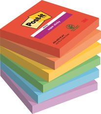 Post-it - 6 Blocs notes de 90 feuilles Super Sticky Playful - couleurs assorties - 76 x 76 mm