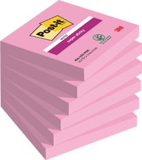 Post-it - 6 Blocs notes de 90 feuilles Super Sticky - rose tropical - 76 x 76 mm