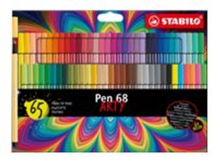 STABILO Pen 68 ARTY - feutre - noir, bleu clair, jaune, orange, brun, rose, vert clair, rouge carmin, vert émeraude, abricot, gris de Payne, bleu prussien, jaune citron, lilas, blush, moutarde, gris foncé, gris chaud, bleu foncé, vert fluo, jaune fluo, o