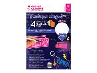 Graine Creative Plastique Dingue - 4 feuilles plastique - fluo