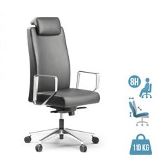 Fauteuil de bureau BOP - accoudoirs fixes - appui-tête - cuir noir