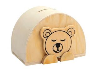 Graine Creative - tirelire en bois motif ourson - 11 x 8 x 8 cm