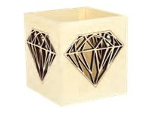 Graine Creative - photophore en bois motif diamant - 10 x 10 x 10 cm