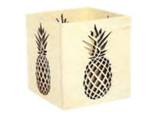 Graine Creative - photophore en bois motif ananas  - 10 x 10 x 10 cm