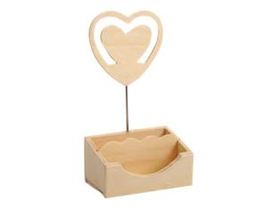 Graine Creative - Porte photosur tige forme coeur + porte trombones en bois