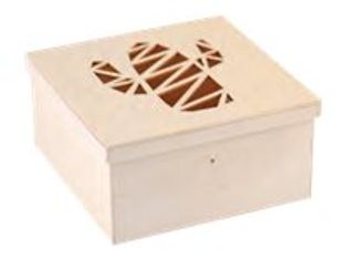 Graine Creative - boîte en bois motif cactus - 15 x 15 x 7,5 cm