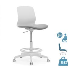 Siege technique LYNA - tabouret assis-debout - hauteur réglable - repose-pieds - gris/blanc