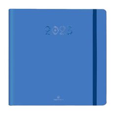 Agenda à élastique Cachemire - 1 semaine sur 2 pages - 16,5 x 16,5 cm - bleu - Oberthur