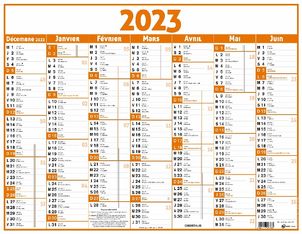 Oberthur Classique - Calendrier 7 mois par face - 43 x 55 cm - orange